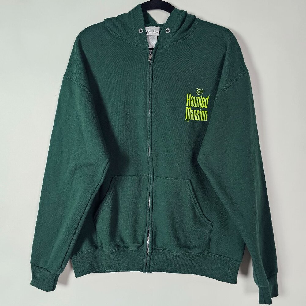 Disney Parks The Haunted Mansion Mens Large Long Sleeve Green Full Zip Hoodie